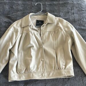 bagatelle Cream Faux Leather Button-Front Jacket
